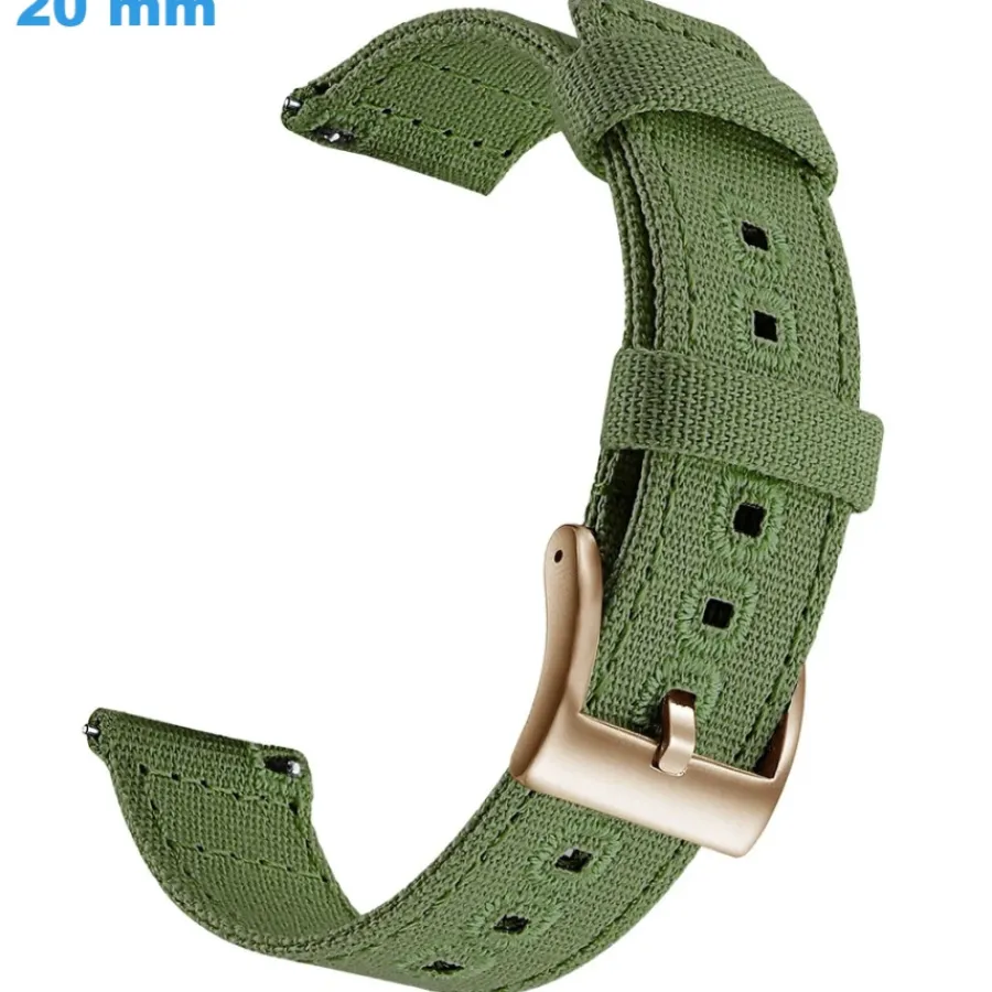 Bracelet Tissu-Bracelet Ardillon 20 mm Tissu Vert de montre