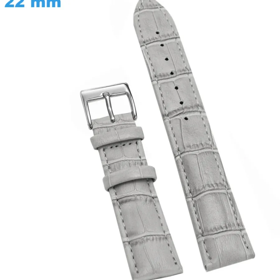 Bracelet Cuir Pour Montre-Bracelet Ardillon Gris 22 mm Cuir véritable de montre