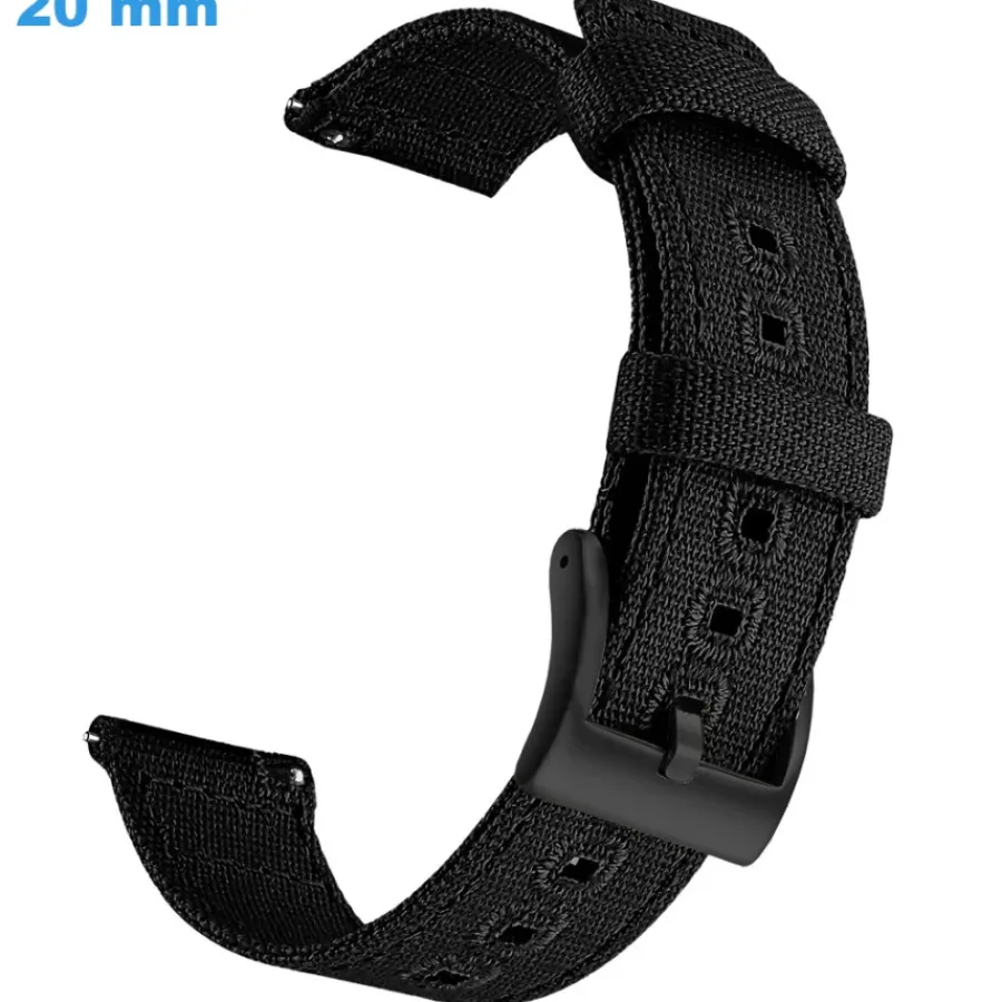 Bracelet Tissu-Bracelet Ardillon Noir 20 mm Tissu montre
