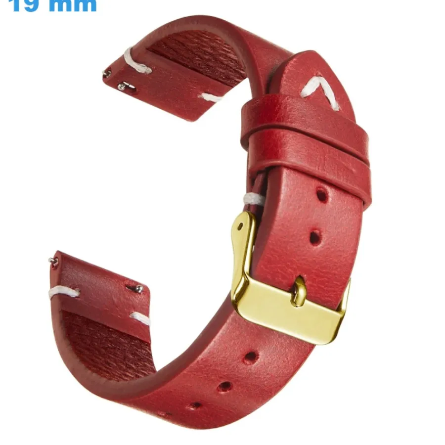 Bracelet Cuir Pour Montre-Bracelet Ardillon Rouge 19 mm Cuir véritable montre