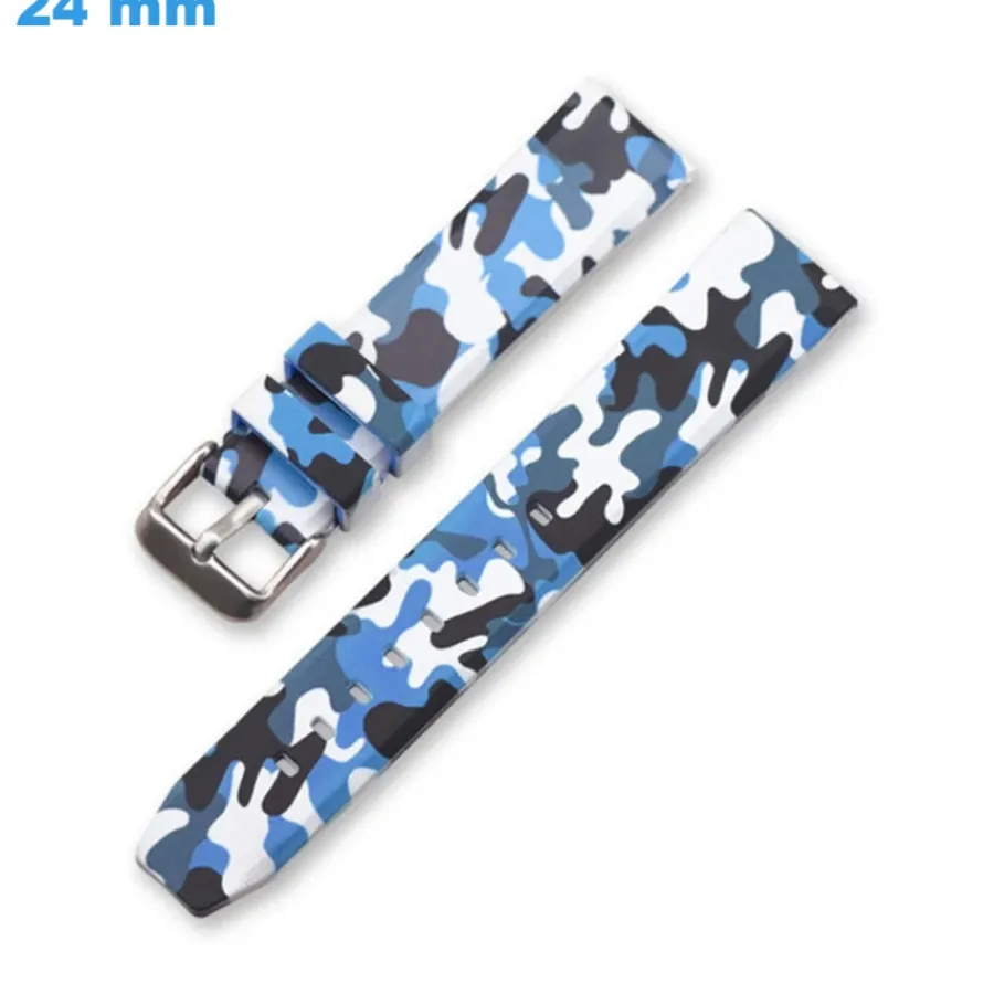 Bracelet Silicone-Bracelet Bleu 24 mm Caoutchouc montre boucle Ardillon