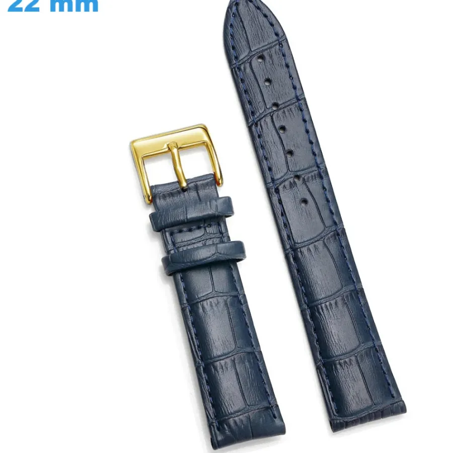 Bracelet Cuir Pour Montre-Bracelet Bleu 22 mm Cuir véritable montre