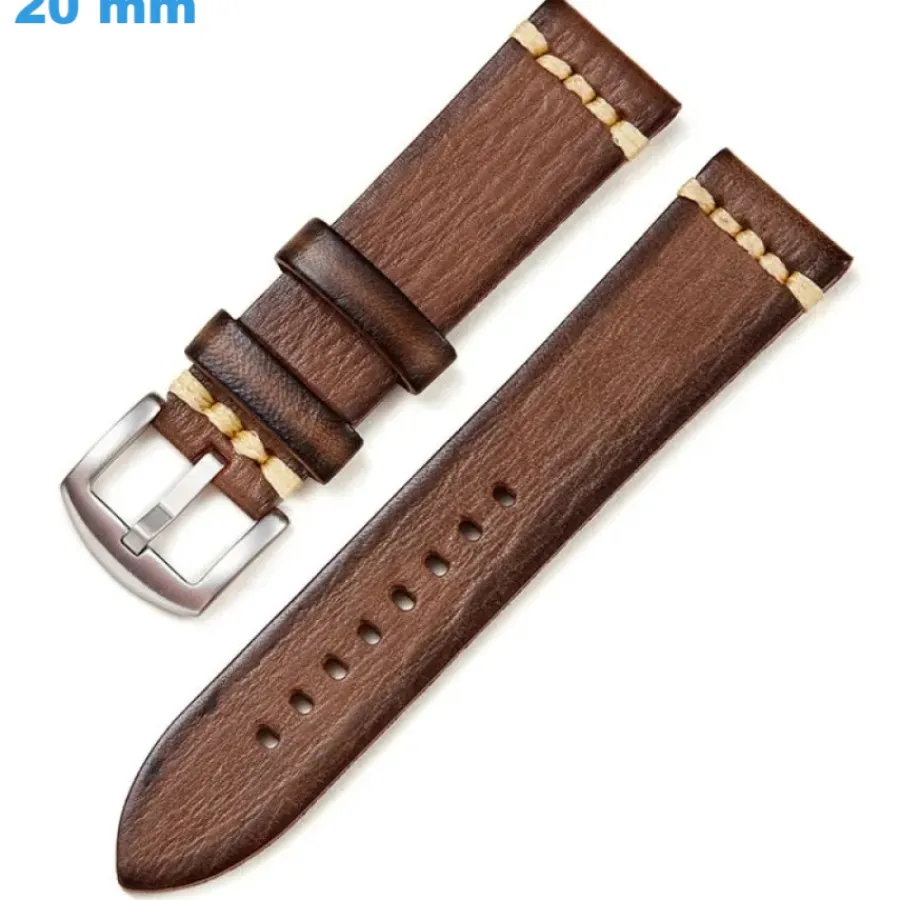 Bracelet Cuir Pour Montre-Bracelet boucle Ardillon 20 mm Cuir Synthétique Brun de montre