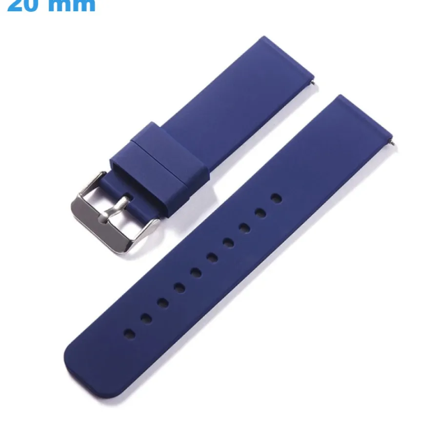 Bracelet Silicone-Bracelet boucle Ardillon 20 mm Caoutchouc Bleu pour montre