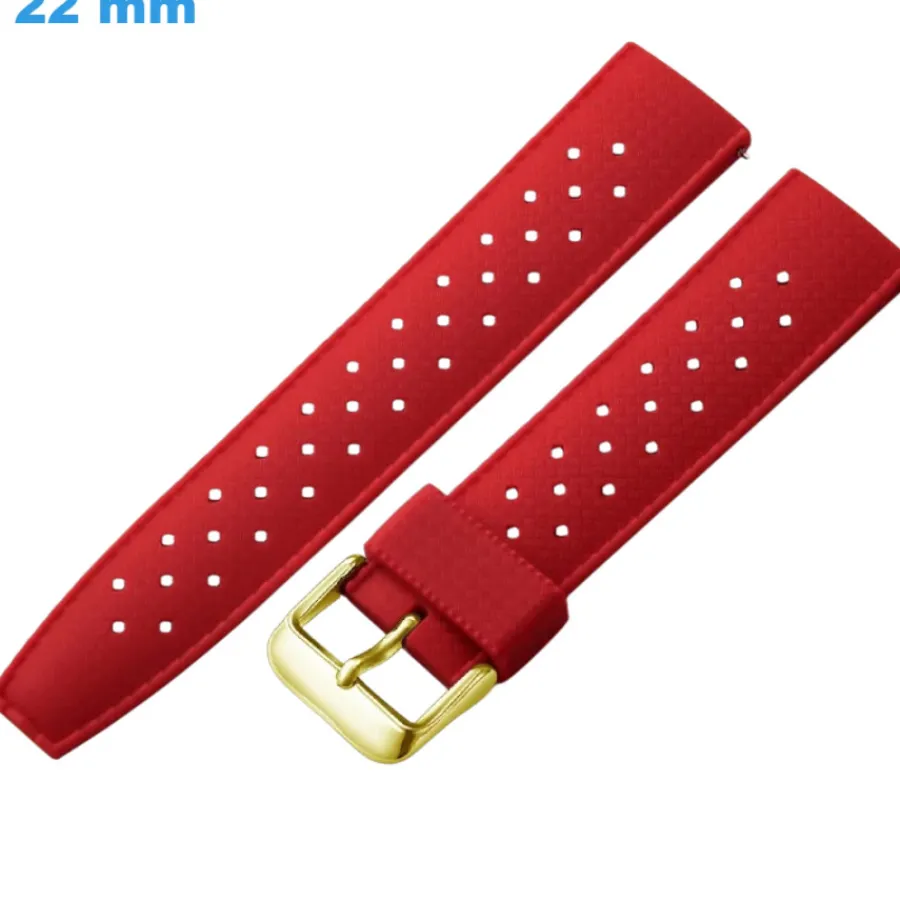 Bracelet Silicone-Bracelet boucle Ardillon 22 mm Silicone Rouge pour montre