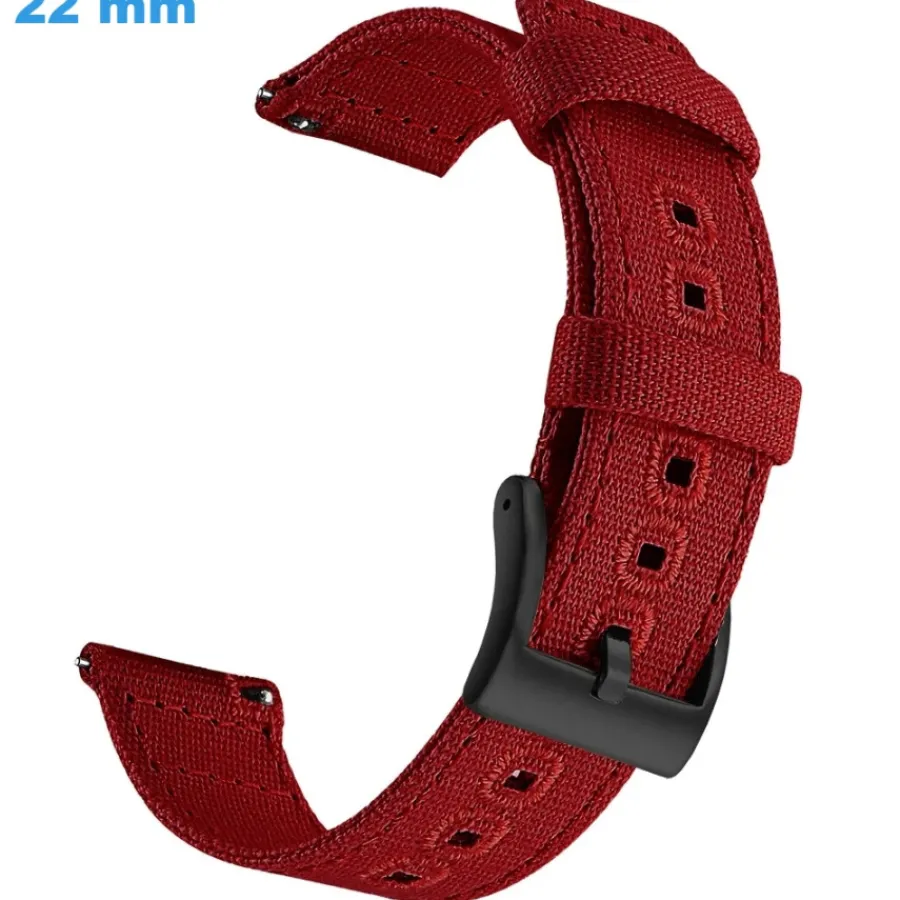 Bracelet Tissu-Bracelet boucle Ardillon 22 mm Tissu Rouge montre