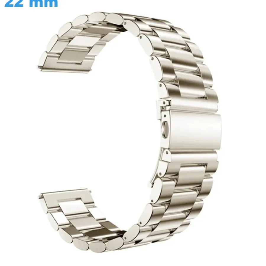 Bracelet Métal-Bracelet boucle Papillon 22 mm Acier inoxydable Argenté montre