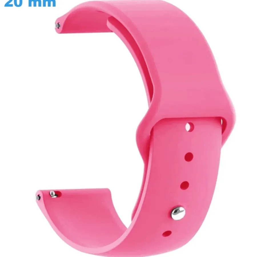 Bracelet Silicone-Bracelet Bouton pression 20 mm Silicone Rose montre
