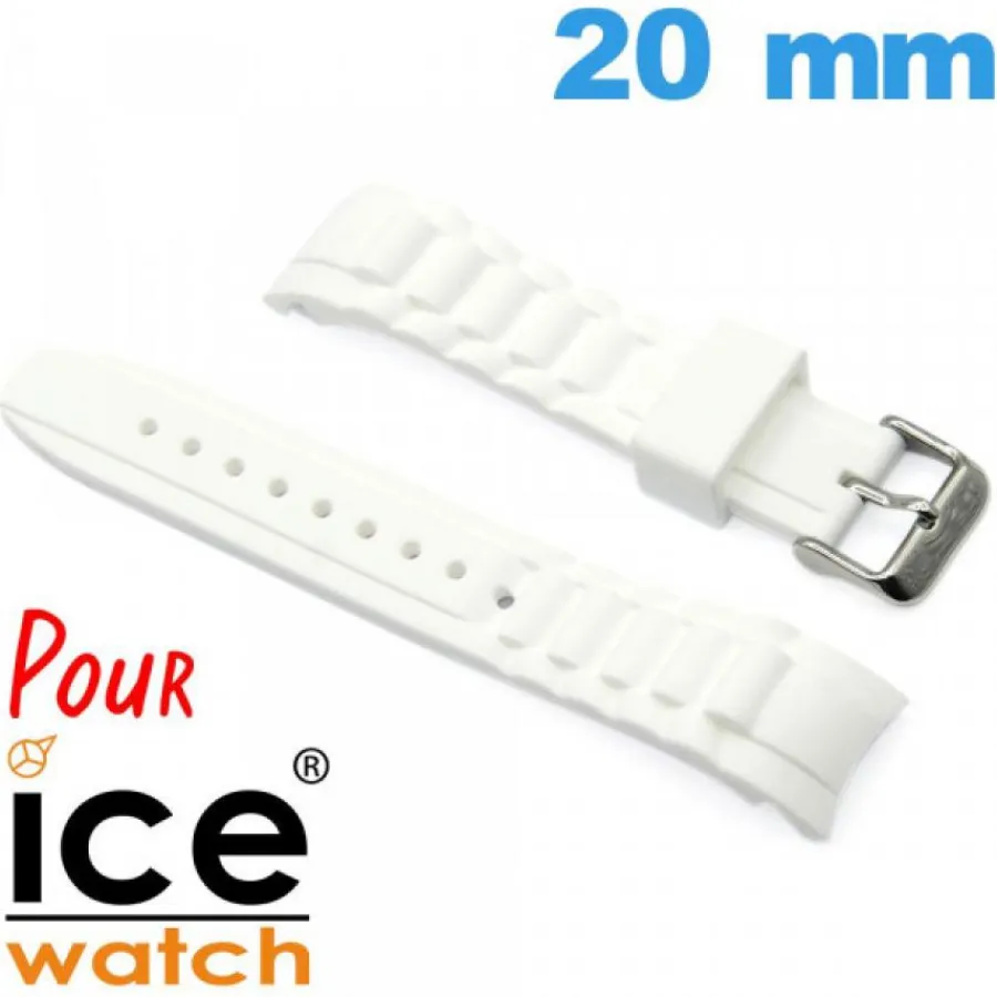 Bracelet Ice Watch-Bracelet Cahoutchouc Blanc de montre pour Ice Watch 20mm