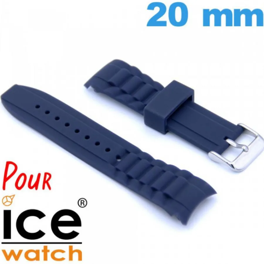 Bracelet Ice Watch-Bracelet Cahoutchouc 20mm Bleu foncé pour montre pour montre Ice Watch