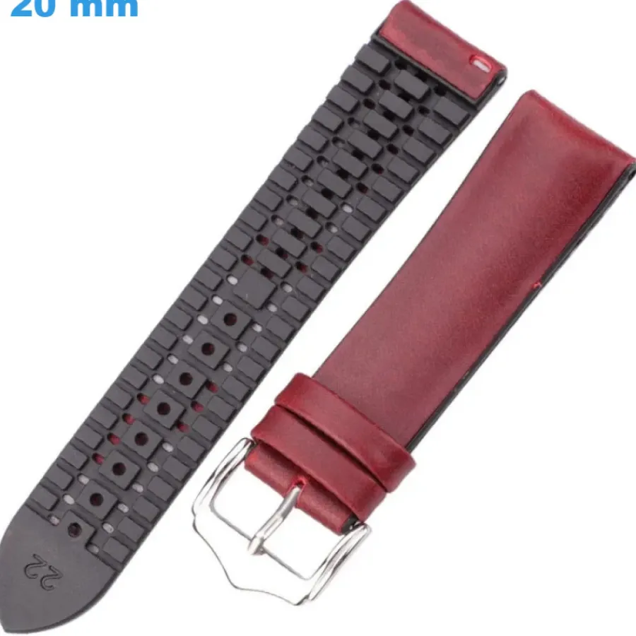 Bracelet Silicone-Bracelet Caoutchouc Ardillon montre Rouge 20 mm