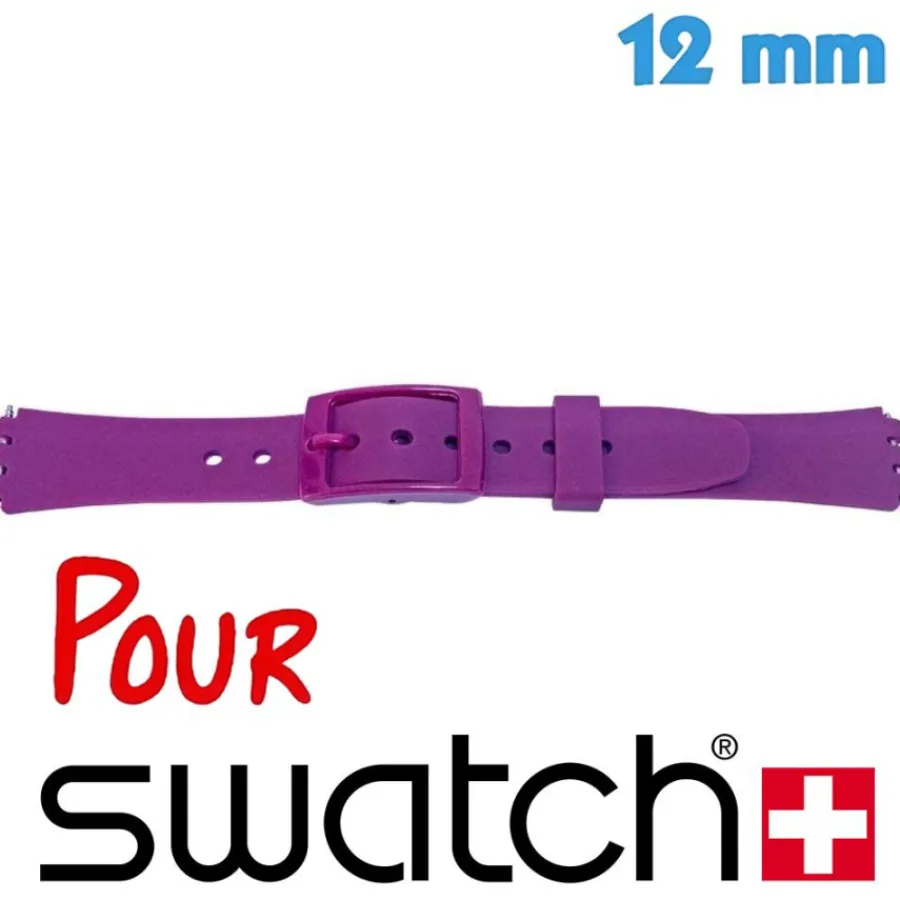Bracelet Swatch|Bracelet Silicone-Bracelet Caoutchouc Swatch montre Violet 12 mm