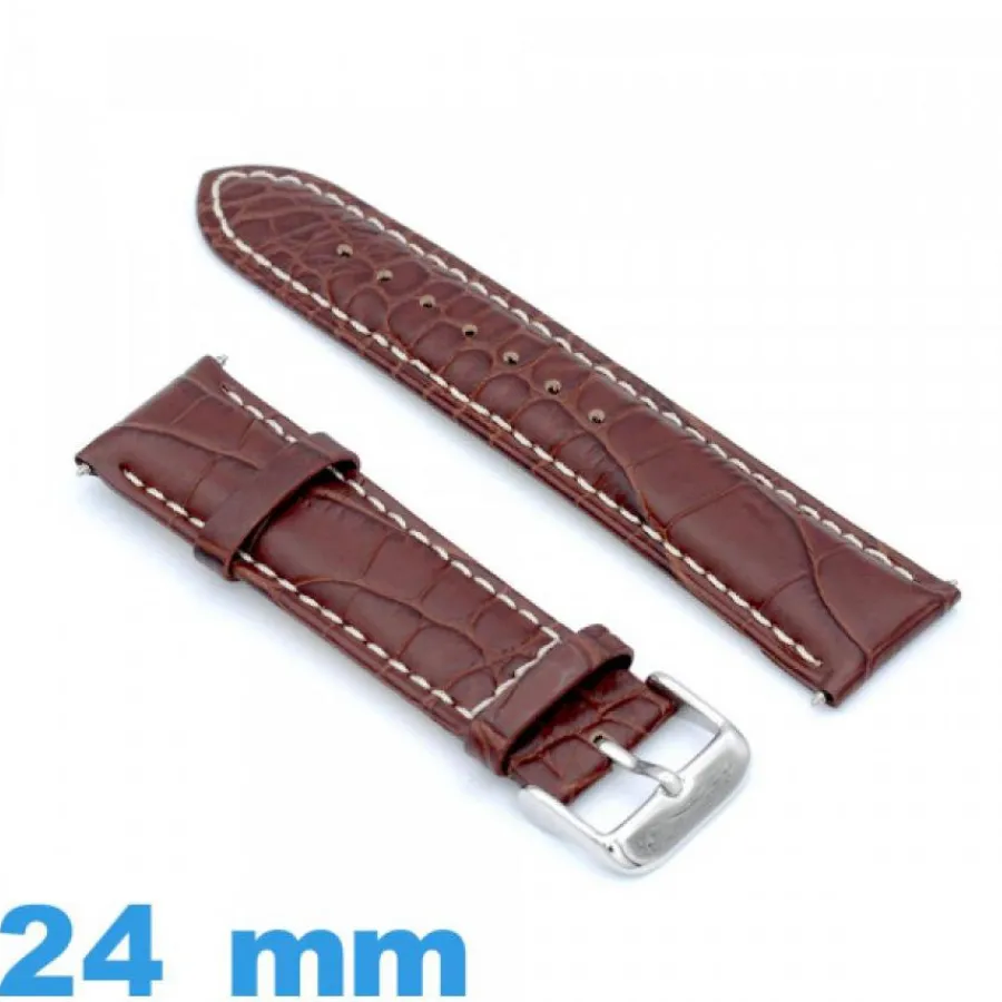 Bracelet Cuir Pour Montre-Bracelet Cuir de veau véritable de luxe à motif d'écailles 24 mm brun montre