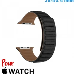Accessoire Apple Watch-Bracelet Cuir Micro Fibre 38 mm Noir montre pour Apple Watch