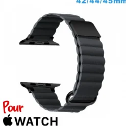 Accessoire Apple Watch-Bracelet Cuir Micro Fibre 42mm Gris anthracite pour montre pour Apple Watch