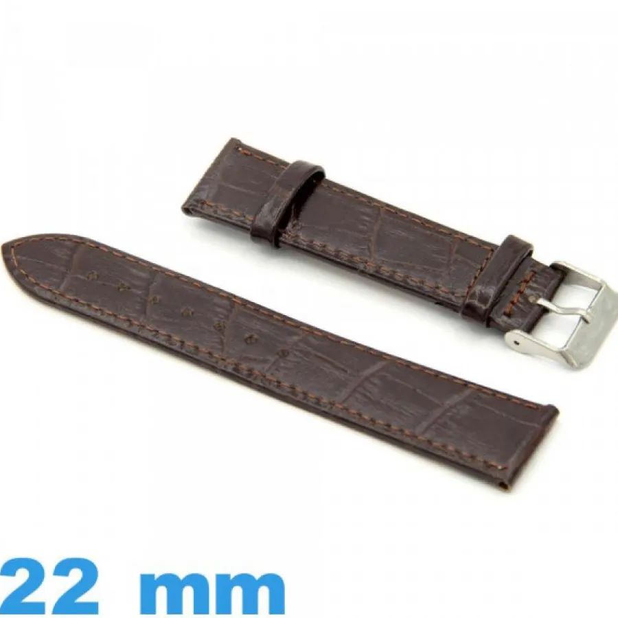 Bracelet Cuir Pour Montre-Bracelet cuir pour montre 22 mm Plat Alligator