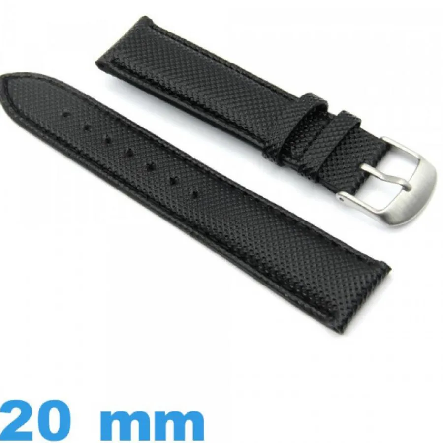 Bracelet Cuir Pour Montre-Bracelet Cuir PU Texturé Noir de montre 20 mm