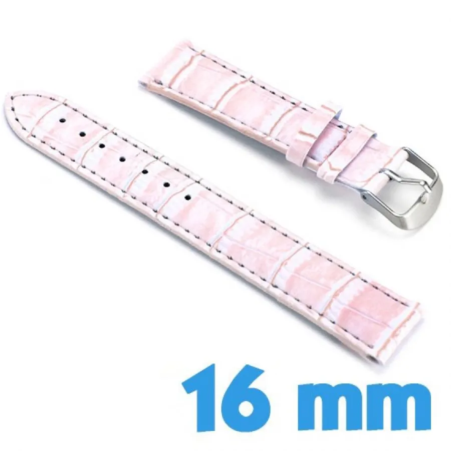 Bracelet Cuir Pour Montre-Bracelet Cuir Synthétique Rose 16 mm montre croco