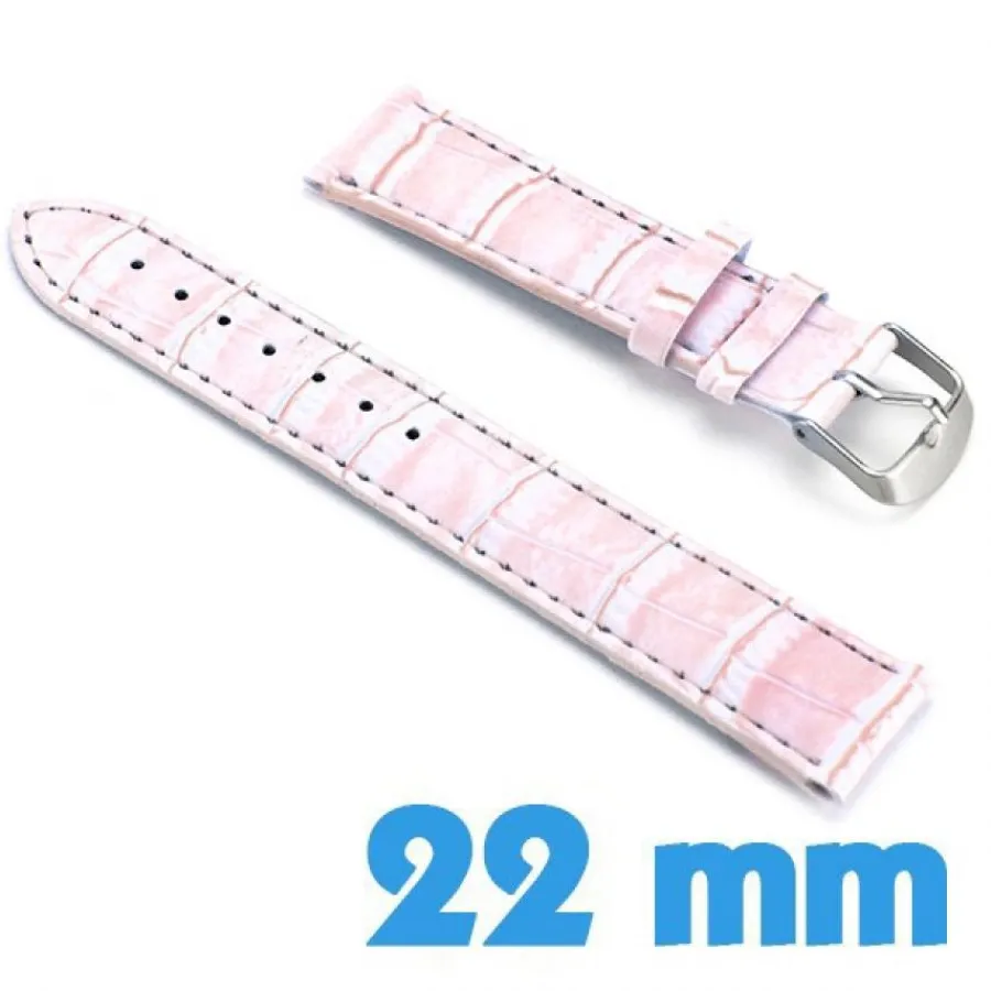 Bracelet Cuir Pour Montre-Bracelet Cuir Synthétique croco Rose saumon de montre 2.2 cm