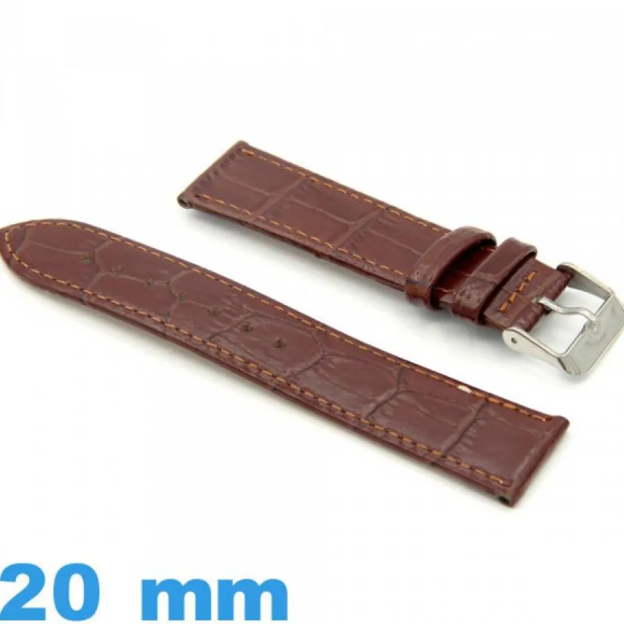 Bracelet Cuir Pour Montre-Bracelet cuir véritable 20 mm Plat pour montre Alligator