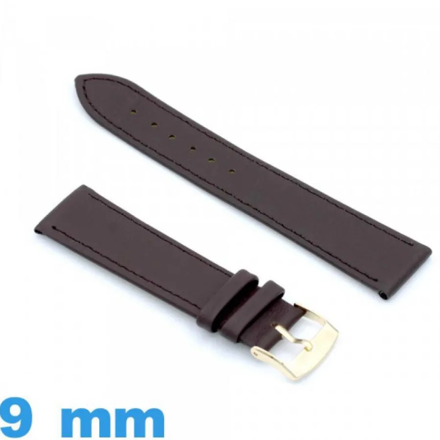 Bracelet Cuir Pour Montre-Bracelet Cuir véritable de veau lisse  pour montre 9mm
