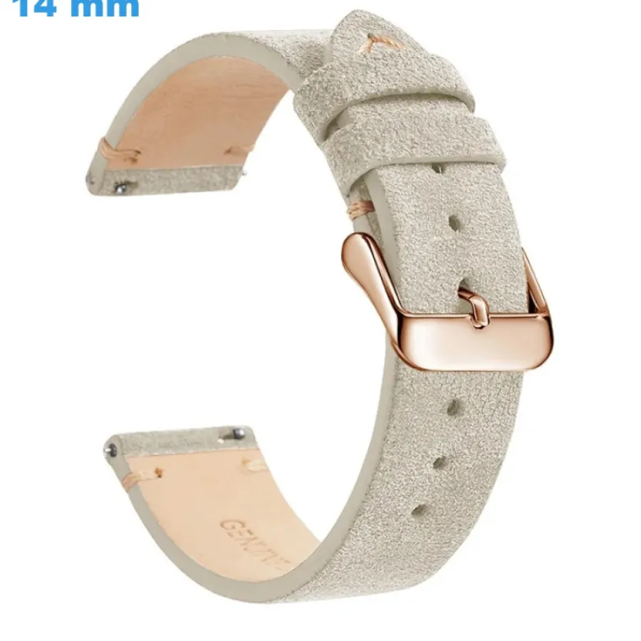 Bracelet Cuir Pour Montre-Bracelet Cuir véritable fermoir Ardillon pour montre Beige 14 mm