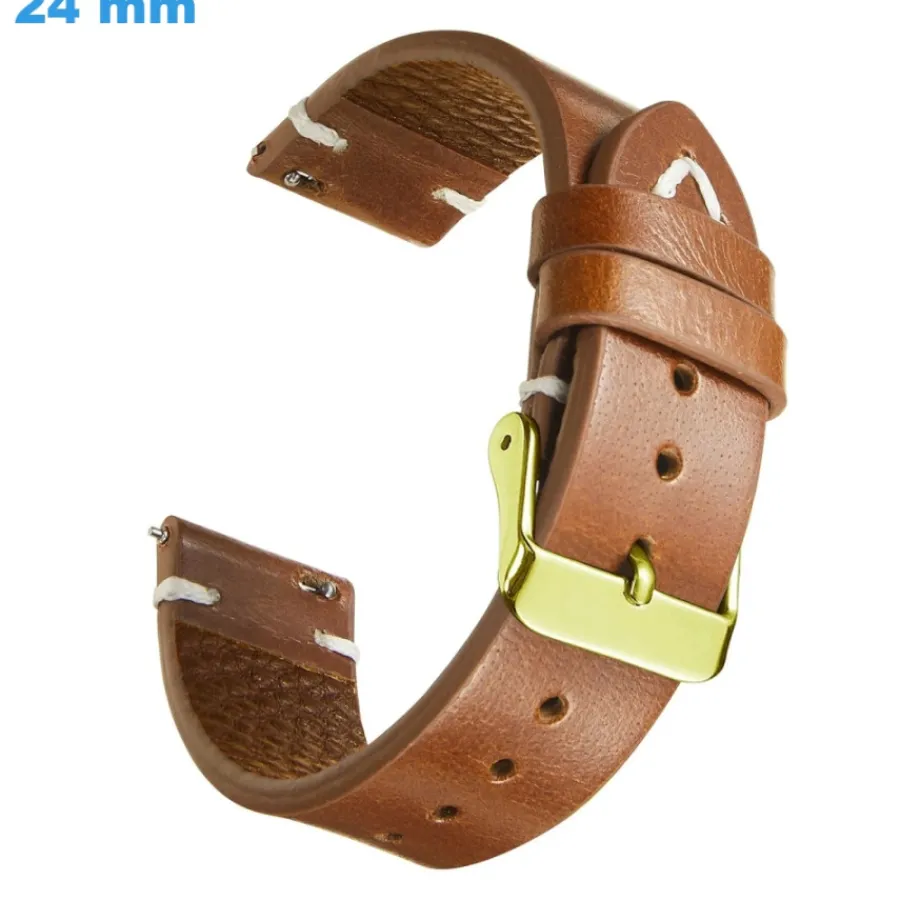 Bracelet Cuir Pour Montre-Bracelet Cuir véritable fermoir Ardillon pour montre Brun 24 mm
