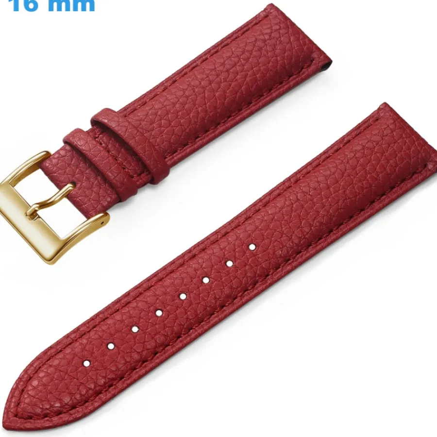 Bracelet Cuir Pour Montre-Bracelet Cuir véritable montre Rouge 16 mm