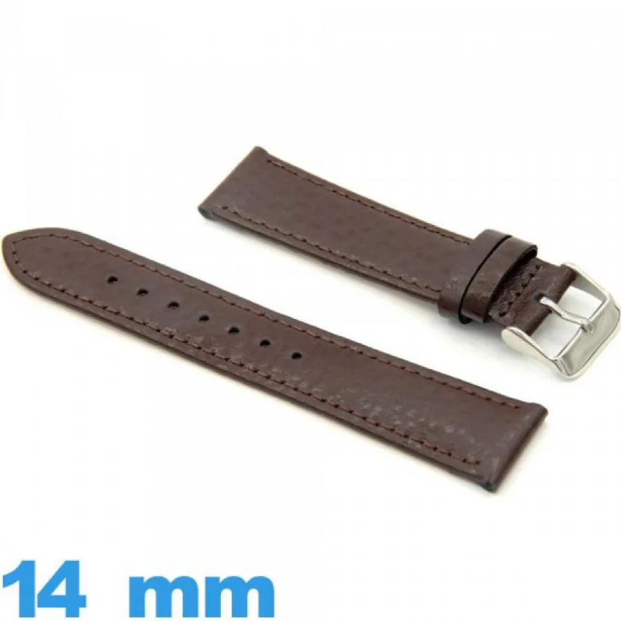 Bracelet Cuir Pour Montre-Bracelet cuir véritable montre 14 mm  Grain Buffalo