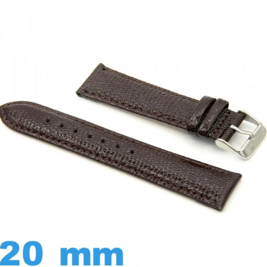 Bracelet Cuir Pour Montre-Bracelet cuir véritable pour montre 20 mm Rembourré Lézard