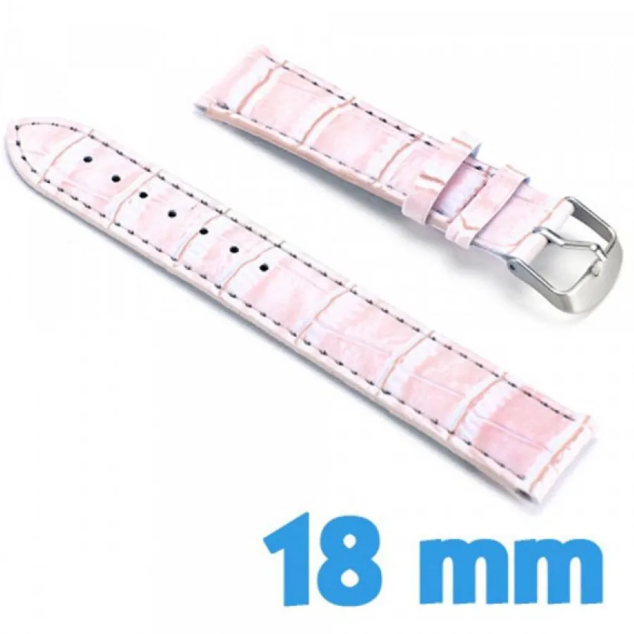 Bracelet Cuir Pour Montre-Bracelet de cuir pas cher rose 18 mm
