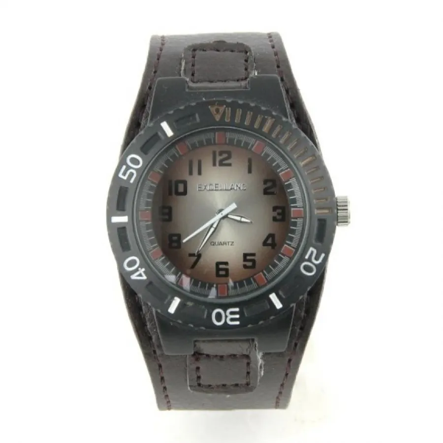 Montre Homme|Montre Femme-Bracelet de force marque EXCELLANC montre brun style militaire
