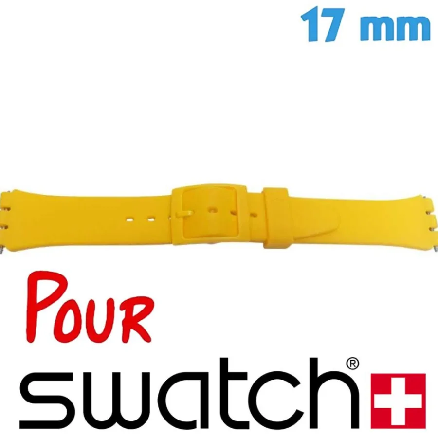Bracelet Swatch|Bracelet Silicone-Bracelet de montre 17 mm Caoutchouc Jaune Swatch