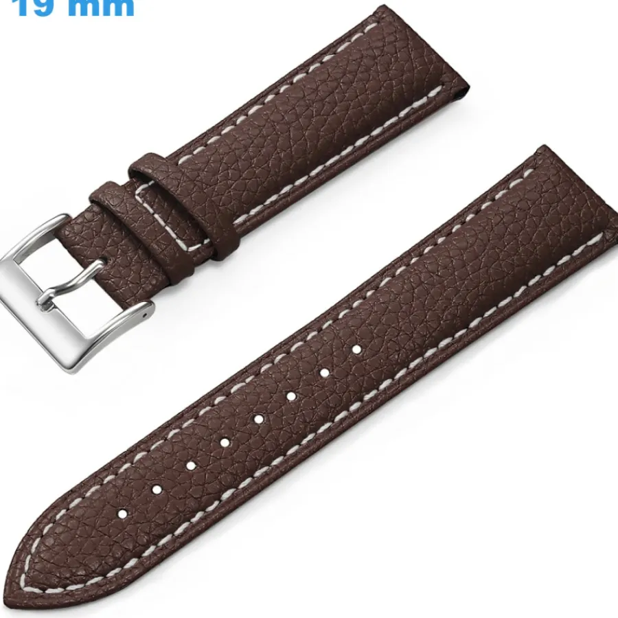 Bracelet Cuir Pour Montre-Bracelet de montre 19 mm Cuir véritable fermoir Ardillon Brun