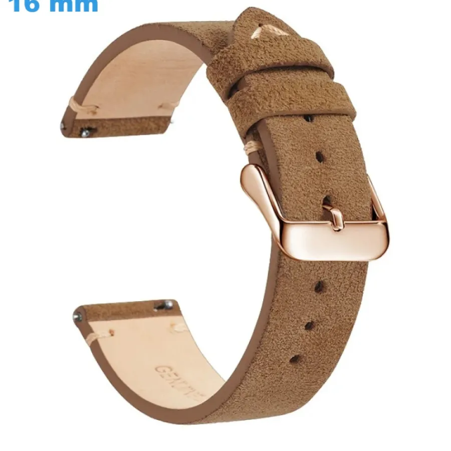Bracelet Cuir Pour Montre-Bracelet de montre 16 mm Cuir véritable Café