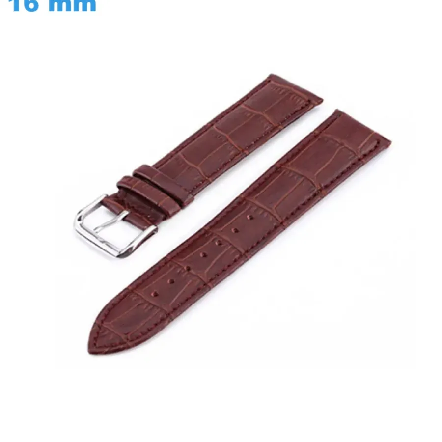 Bracelet Cuir Pour Montre-Bracelet de montre 16 mm Cuir véritable fermoir Ardillon Brun