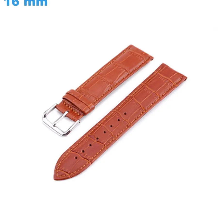 Bracelet Cuir Pour Montre-Bracelet de montre 16 mm Cuir véritable Brun boucle Ardillon