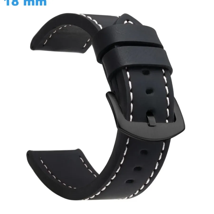 Bracelet Cuir Pour Montre-Bracelet de montre 18 mm Faux cuir Ardillon Noir