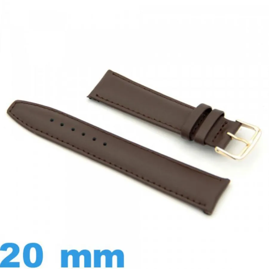 Bracelet Cuir Pour Montre-Bracelet de montre  20 mm marron Cuir