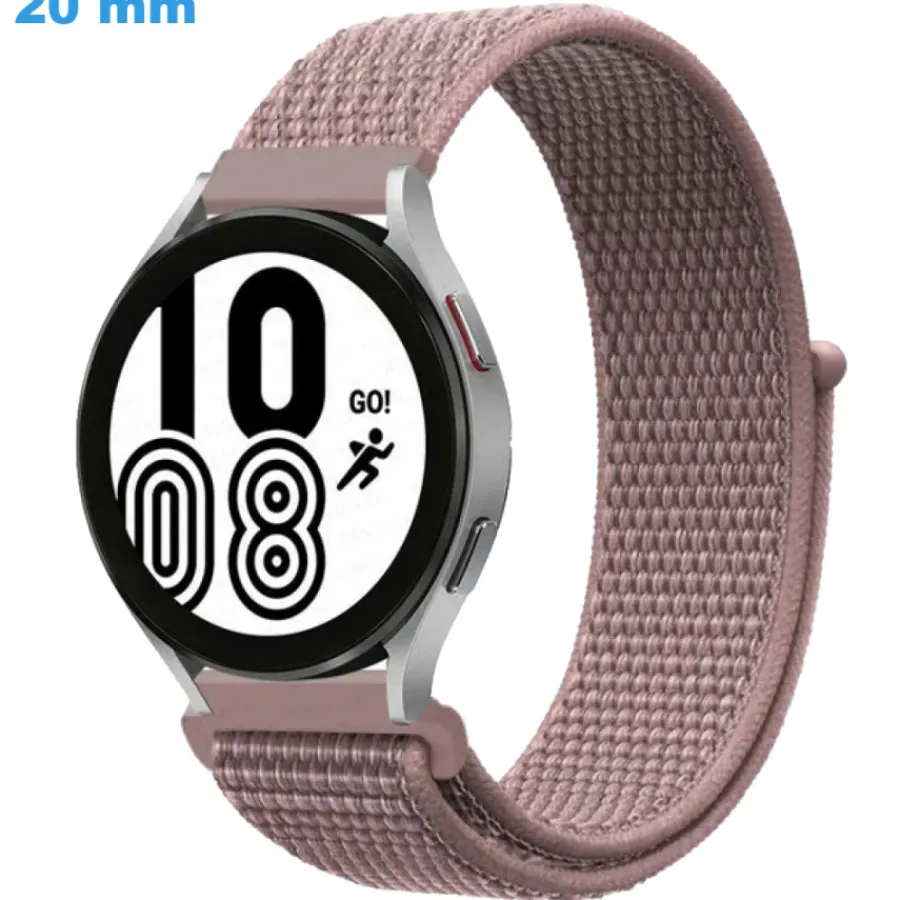 Bracelet Tissu-Bracelet de montre 20 mm Nylon fermoir Velcro Rose