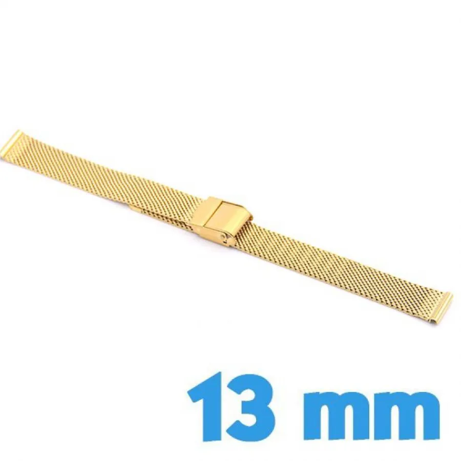 Bracelet Métal|Bracelet Maille Milanaise-Bracelet de montre en acier inoxydable maille milanaise doré 13 mm