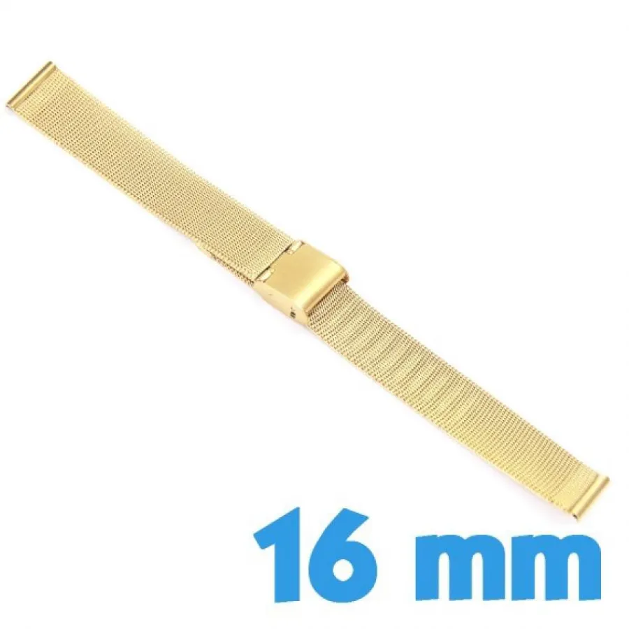Bracelet Métal|Bracelet Maille Milanaise-Bracelet de montre maille milanaise doré 16 mm