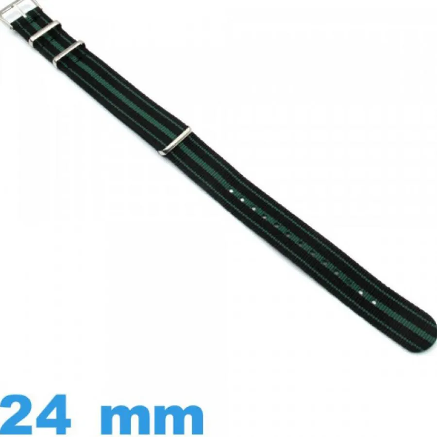 Bracelet Tissu|Bracelet Nato-Bracelet de montre Nato Noir et Vert  tissu 24mm