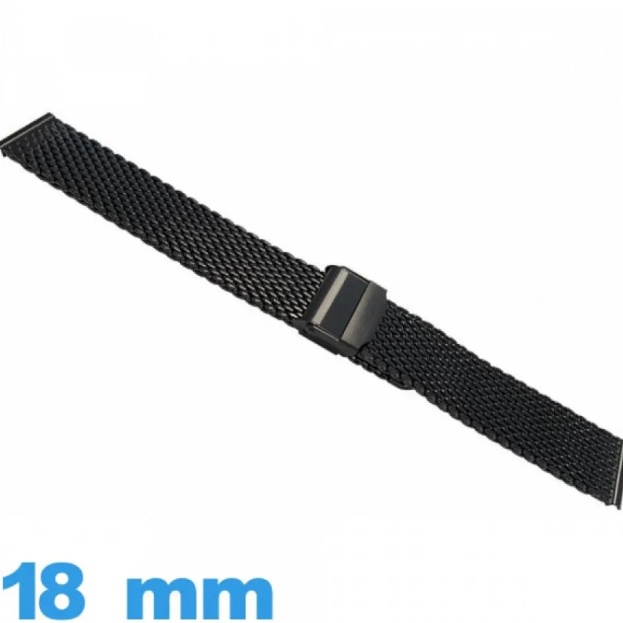 Bracelet Métal|Bracelet Maille Milanaise-Bracelet de montre noir Maille Milanaise acier inox 18mm