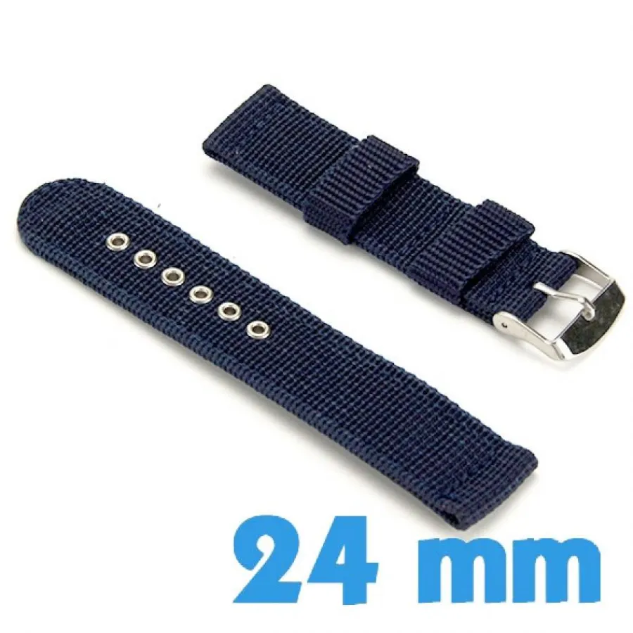 Bracelet Tissu-Bracelet de montre pas cher Bleu marine Nylon 24 mm
