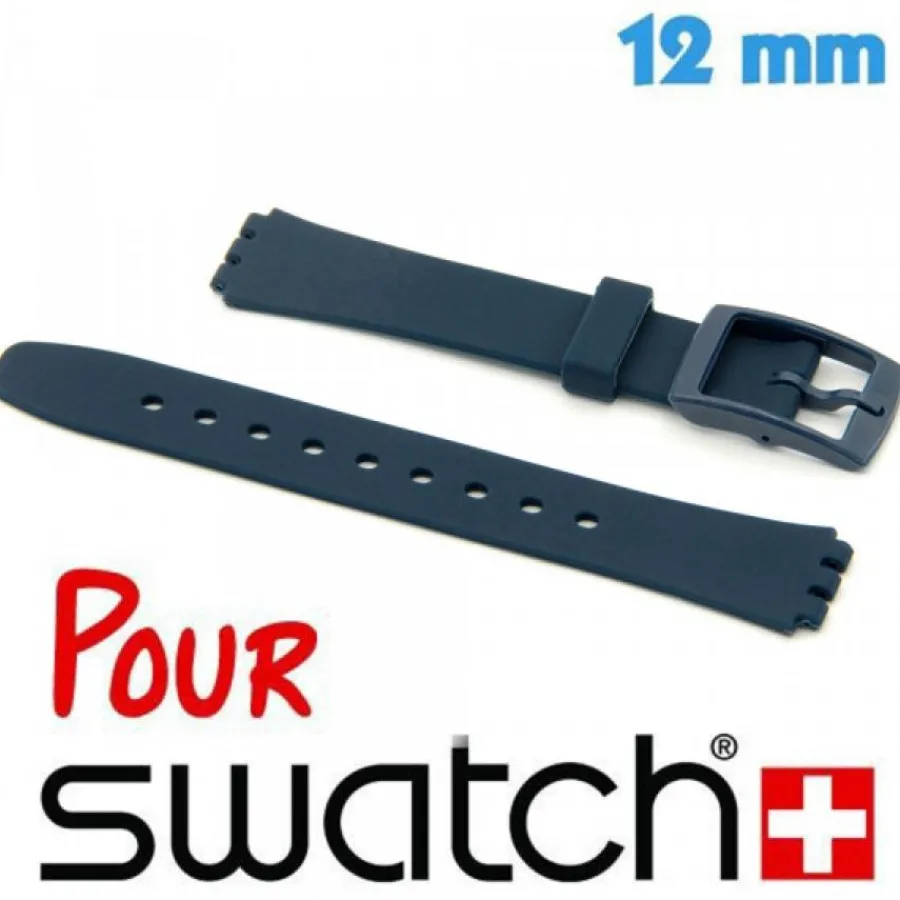 Bracelet Swatch|Bracelet Silicone-Bracelet de Montre Silicone lisse Bleu 12 mm pour Swatch