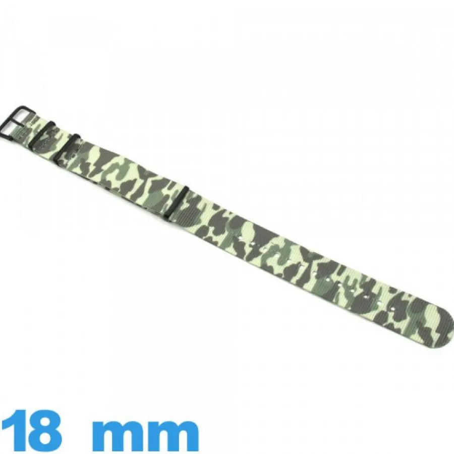 Bracelet Tissu|Bracelet Nato-Bracelet de montre tissu Nato Vert clair 18mm Camo militaire