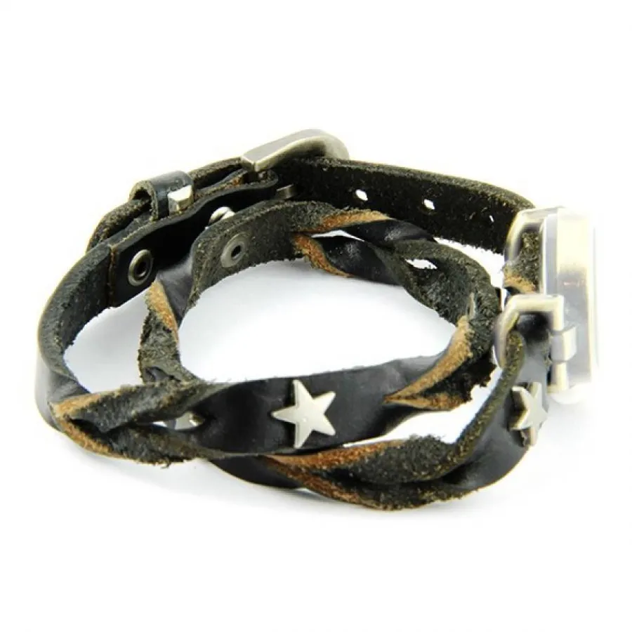 Bracelet Cuir Pour Montre-Bracelet en cuir noir pour boitier sans pompe