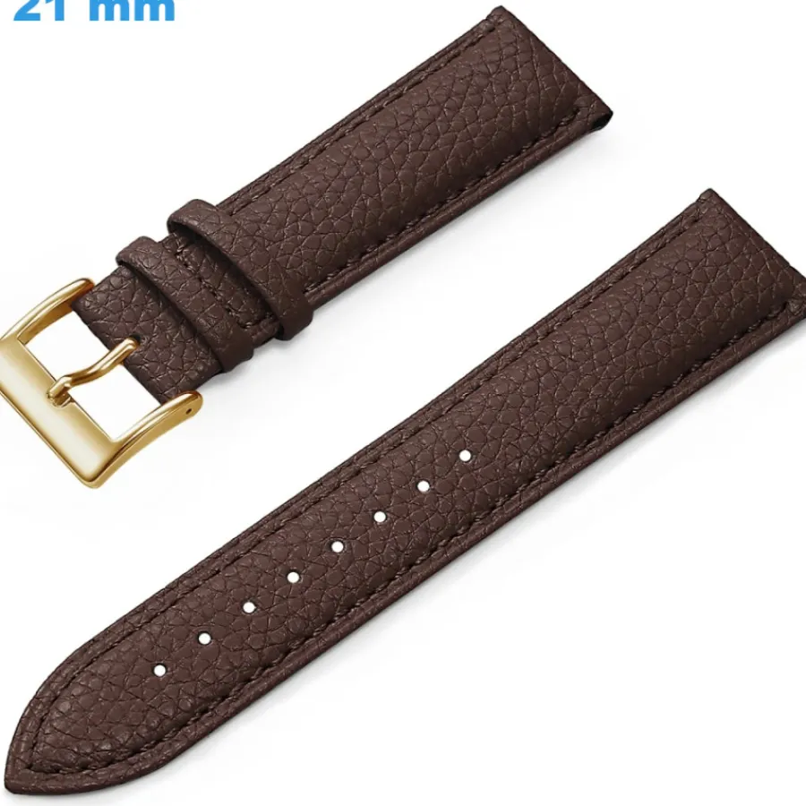 Bracelet Cuir Pour Montre-Bracelet fermoir Ardillon 21 mm Cuir véritable Brun pour montre