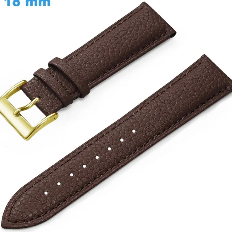 Bracelet Cuir Pour Montre-Bracelet fermoir Ardillon 18 mm Cuir véritable Brun montre